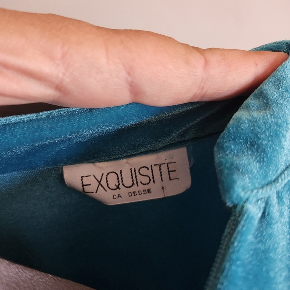 Vintage 80's teal velvet kaftan/moomoo style housecoat - Picture 5 of 6